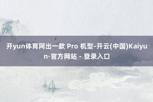 开yun体育网出一款 Pro 机型-开云(中国)Kaiyun·官方网站 - 登录入口