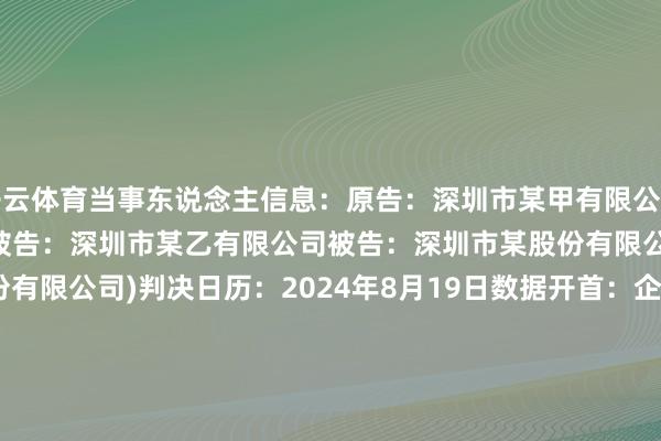 开云体育当事东说念主信息:原告:深圳市某甲有限公司被告:深圳市某丙有限公司被告:深圳市某乙有限公司被告:深圳市某股份有限公司(深圳市六合(集团)股份有限公司)判决日历:2024年8月19日 数据开首:企查查(当事东说念主公司/机构全名是通过与相关诉讼立案主体关联赢得的) -开云(中国)Kaiyun·官方网站 - 登录入口