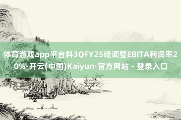 体育游戏app平台料3QFY25经调整EBITA利润率20%-开云(中国)Kaiyun·官方网站 - 登录入口